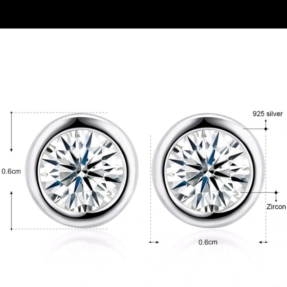 Sterling Silver 925 CZ Stud Earrings - Picture 3 of 3